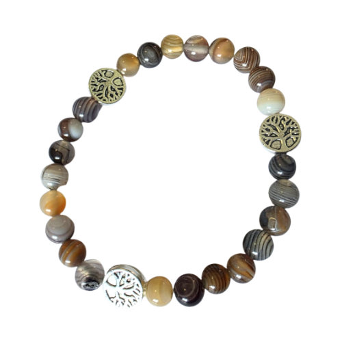 Bracelet Agate Bostwana 'AA' perles 6mm