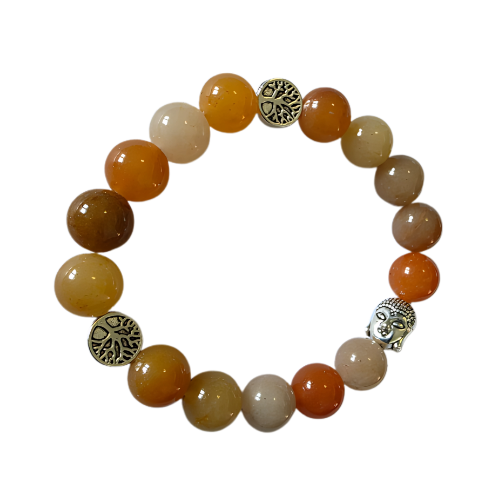 Bracelet Aventurine Orange perles 10mm