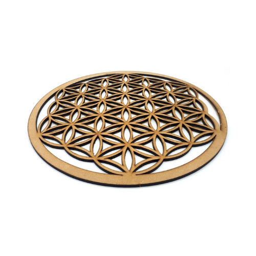 Plaque Fleur de Vie Sculptée Bois 30cm