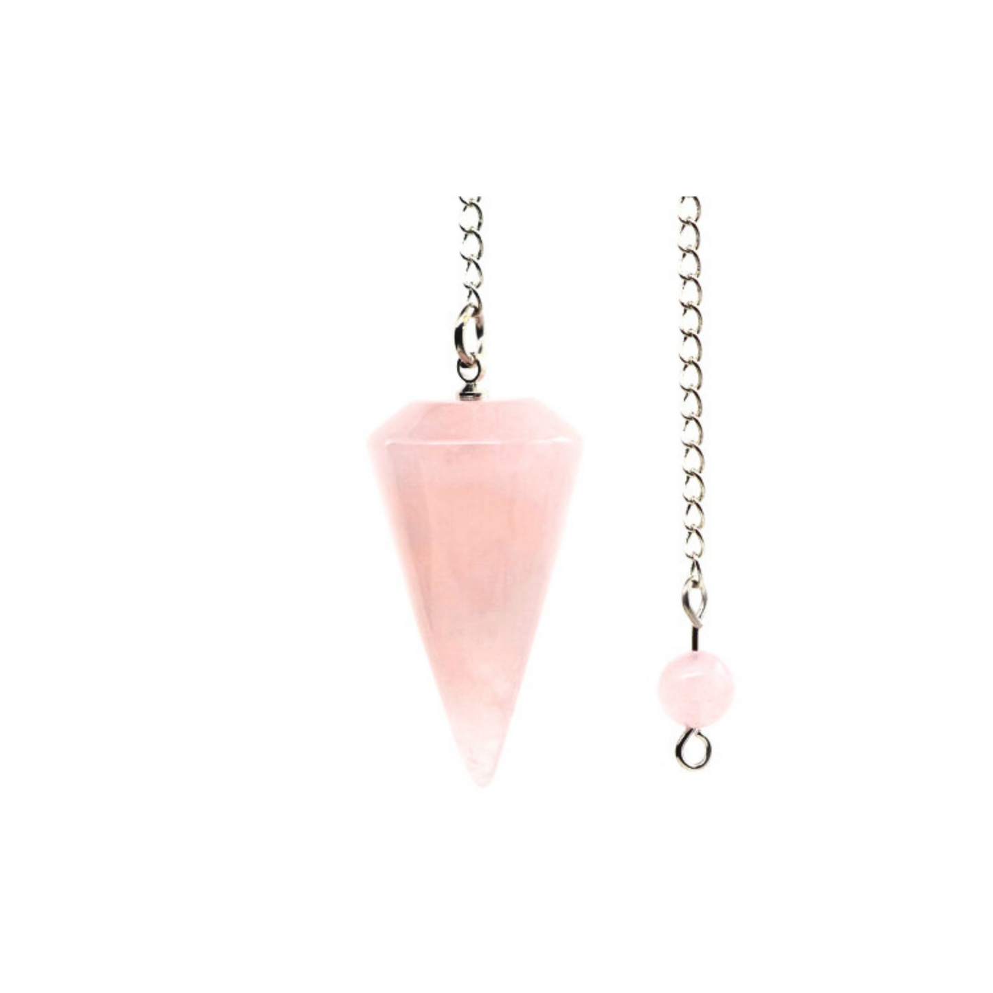 Pendule cône 6 facettes quartz rose