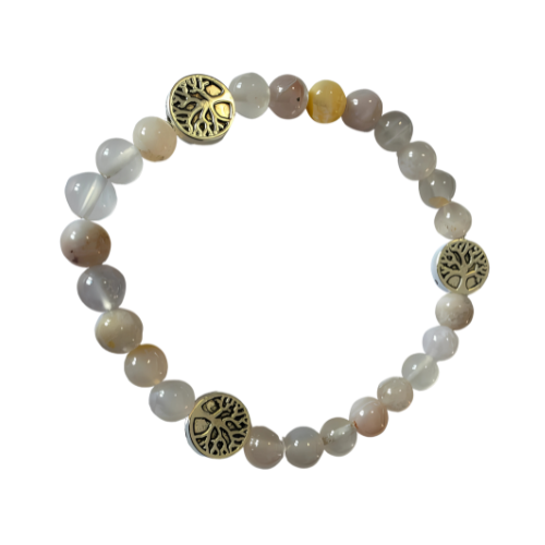 Bracelet Agate Cerise perles 6mm