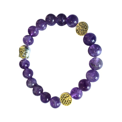 Bracelet 'Purple Light' Améthyste Perles 8mm