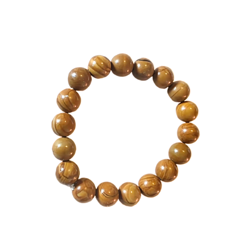 Bracelet Bois Fossile perles 10mm