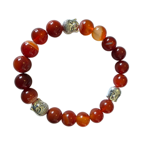 Bracelet Cornaline Rubanée perles 10mm