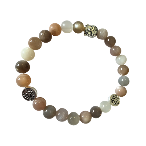 Bracelet Pierre de Lune Multicolore Perles 8mm