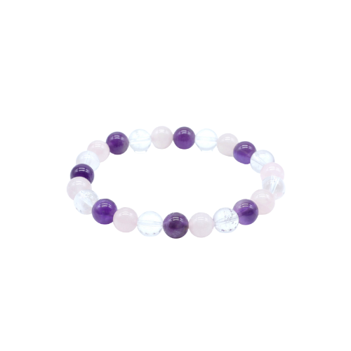 Bracelet Améthyste, Cristal, Quartz Rose perles 8mm